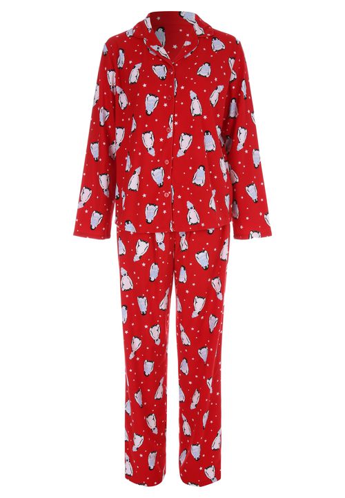 Womens Red Penguin Revere Family Pyjama Set