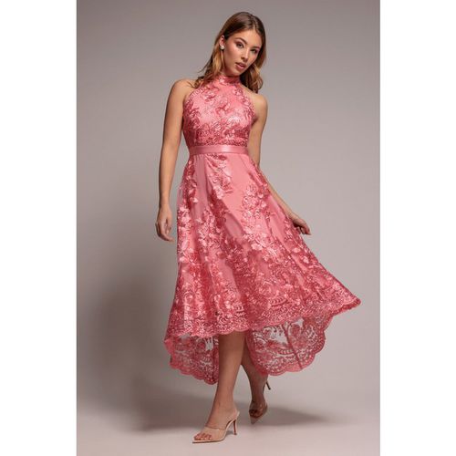 Goddiva Halter Neck Lace High And Low Dress - Cora