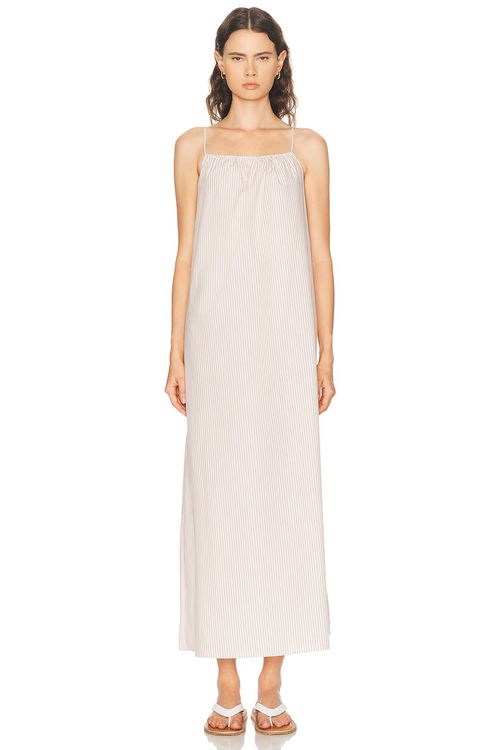 By Malene Birger Lanny Dress in Dark Sand Stripe - Biege. 34 also , 38