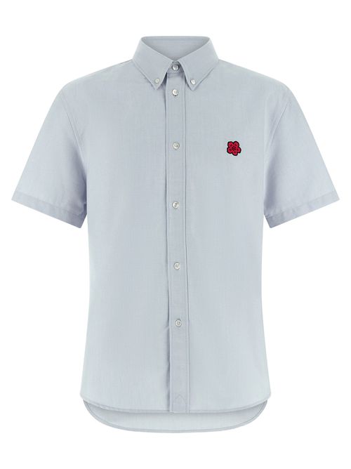 Boke Flower Crest Shirt And Blouse Light Blue