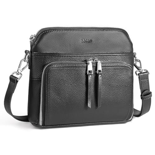 Befen Black Genuine Leather Crossbody Purses for Women