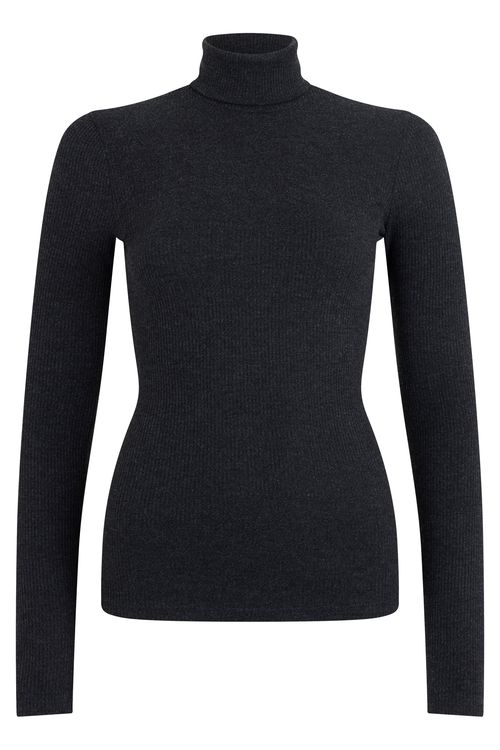 Fitted Turtleneck Sweater with Ribbing