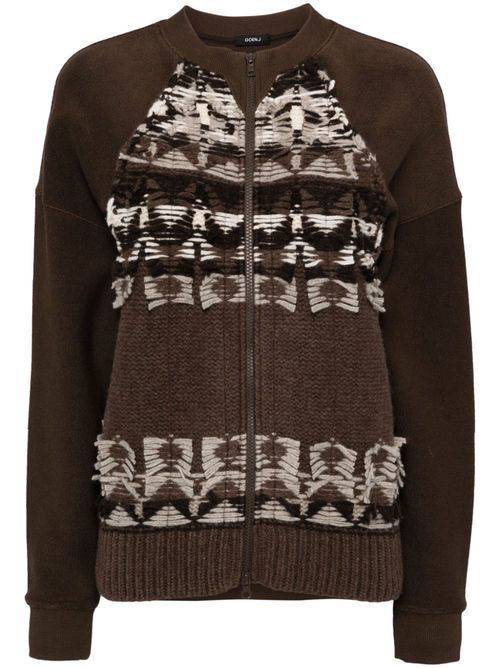 Contrast zip-up cardigan - Brown