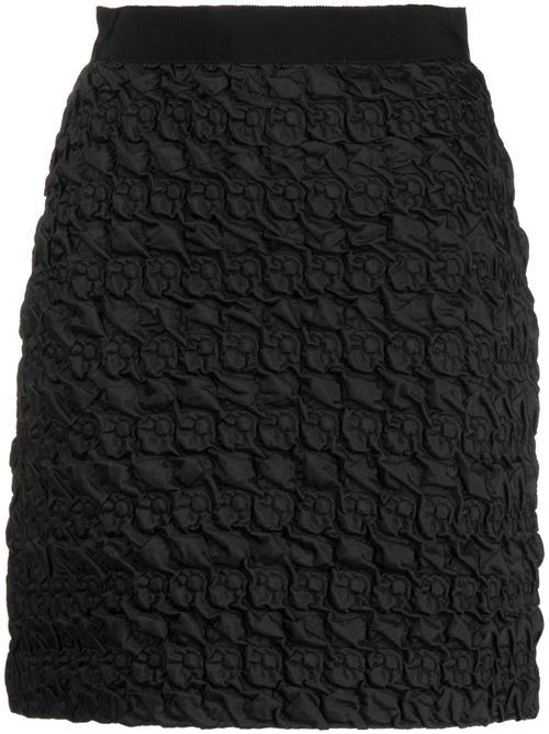 Embossed-finish high-waist miniskirt - Black