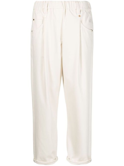 Straight-leg cropped trousers - Neutrals