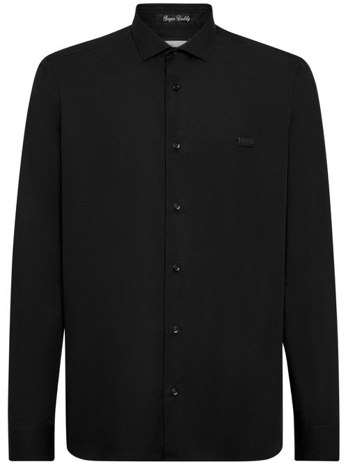 Skull-patch poplin shirt - Black