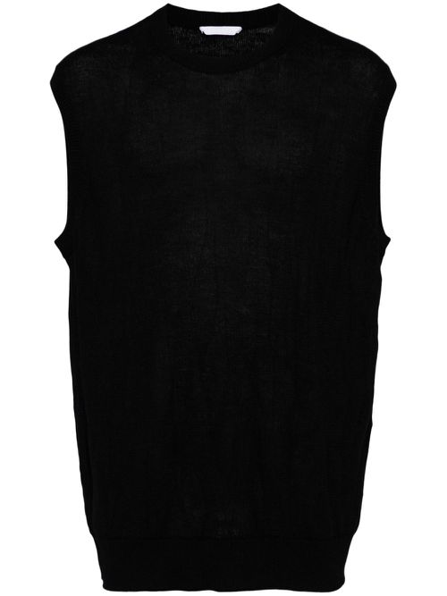 Intarsia-knit crew-neck vest - Black