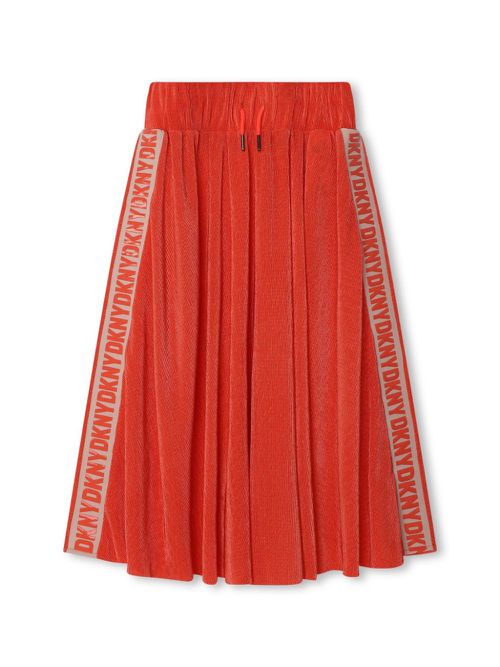 Logo-tape pleated midi skirt - Red