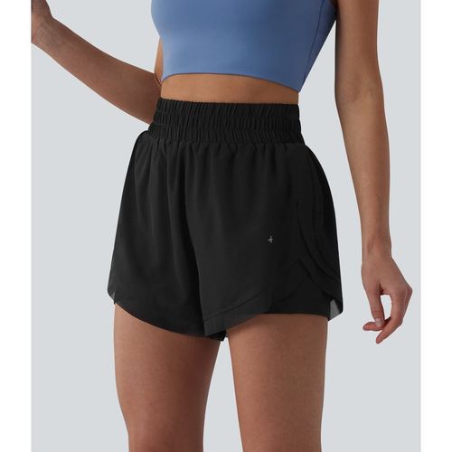 Halara High Waisted Contrast Mesh 2-in-1 Running Shorts with Pockets - Black