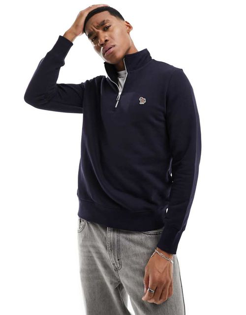 Zebra icon logo half zip sweatshirt in navy
