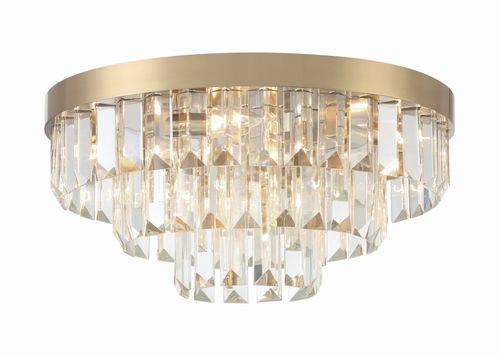 Aged Brass Eight Light Flush Mount from the Hayes Collection