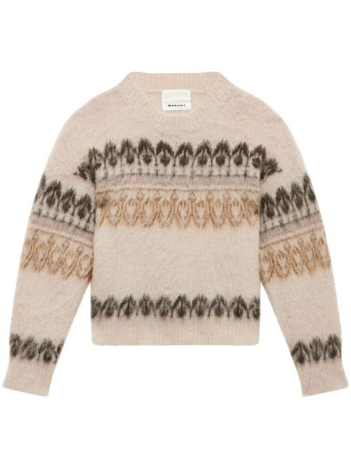 Intarsia-knit wool-mohair blend jumper - Neutrals