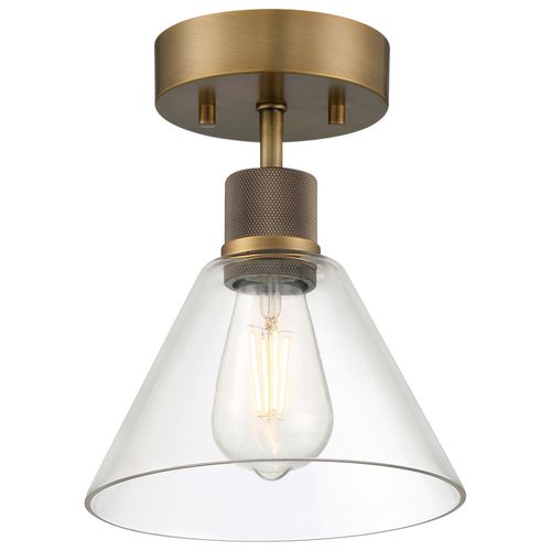 Antique Brushed Brass LED Semi Flush Mount from the Port Nine Martini Collection