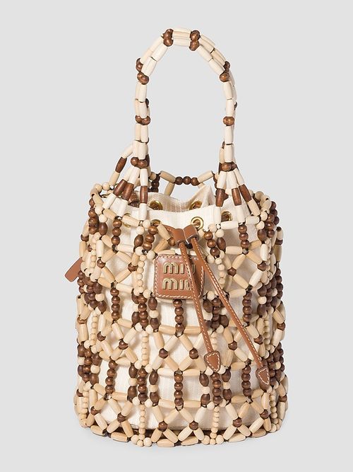 Women's Mesh Bucket Bag - Beige Khaki