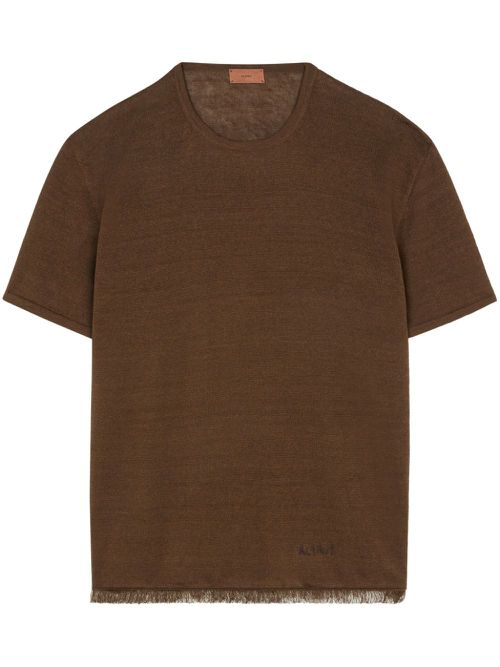Linen knitted T-shirt - Brown