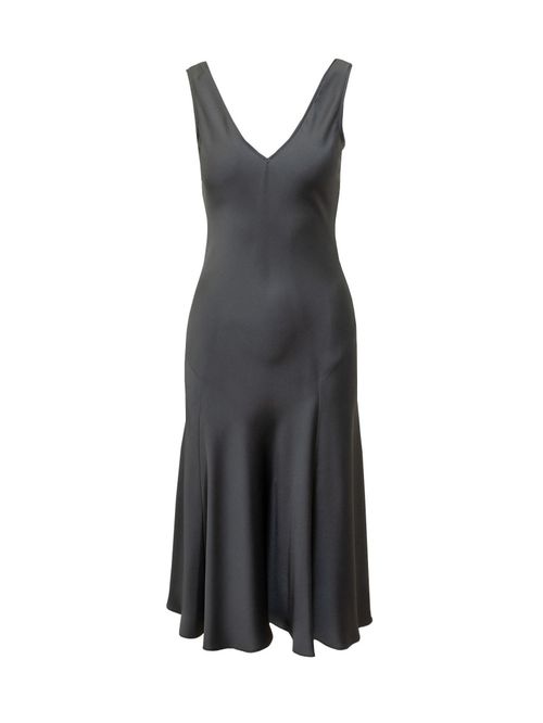 Black Solid V Neck Maxi Dress