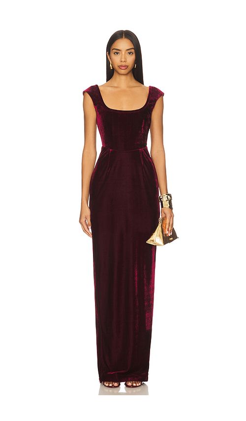 SAU LEE Brooke Velvet Gown in Oxblood. 00 also , 10, 12, 2, 4