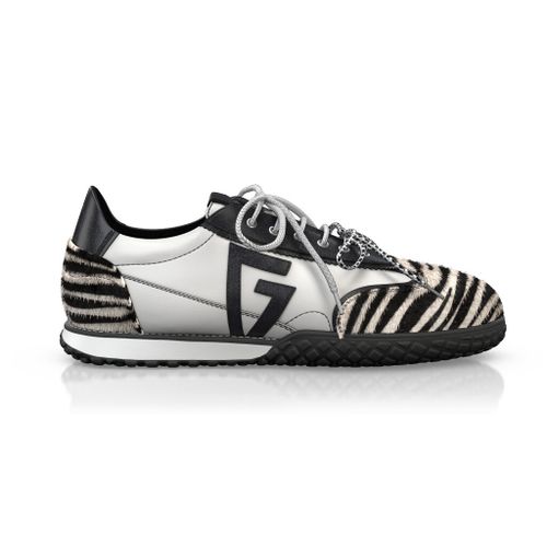 Baskets rétro running Femme Faites main en Italie en Cuir Blanc - Sur Mesure, Petit - GIROTTI