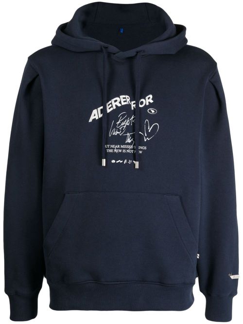 Logo-print drawstring hoodie - Blue