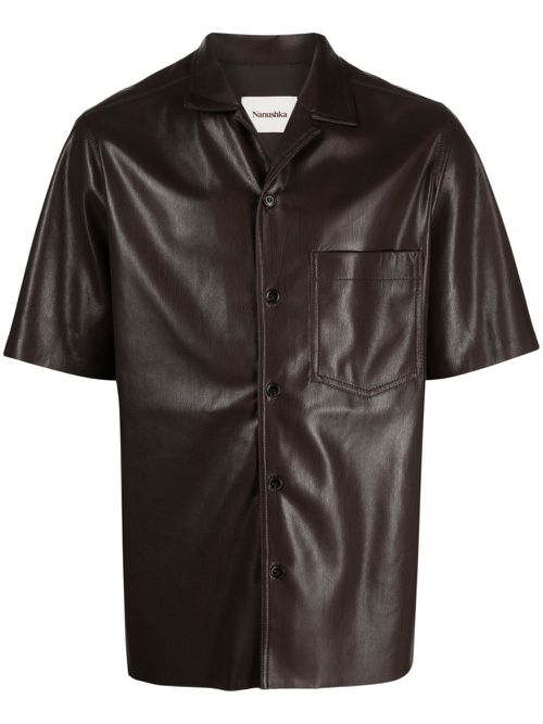 Camp faux-leather shirt - Brown