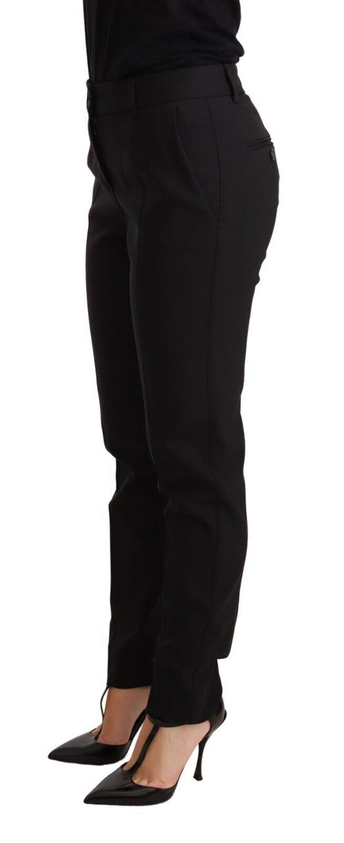 Virgin Wool Tapered Trousers — Black
