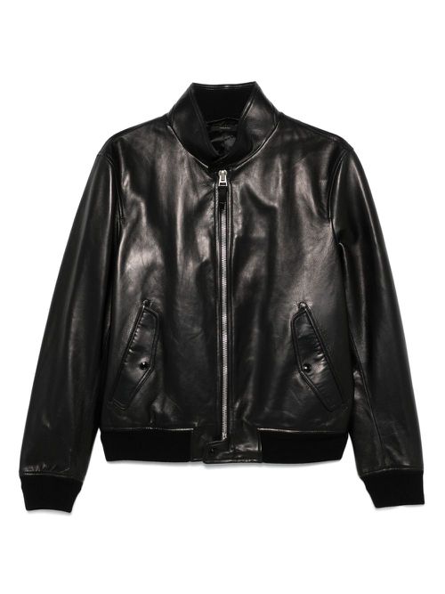 Leather bomber jacket - Black