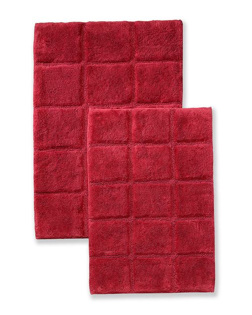 Superior Solid 2pc Checkered Non-Slip Cotton Bath Rug Set