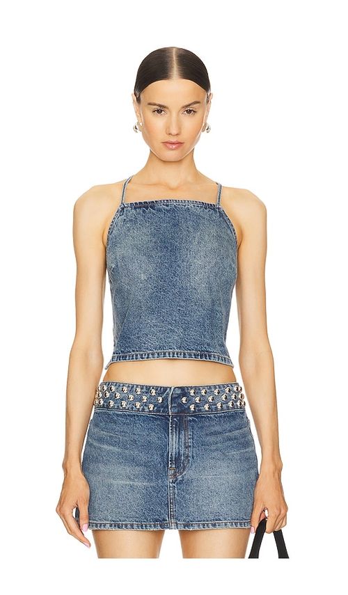 GRLFRND TRÄGERTOP YOLI CROSS BACK in Denim-Medium. Größe XS. Also in L