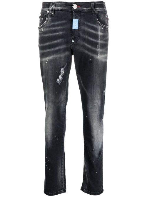 Hexagon low-rise skinny jeans - Black