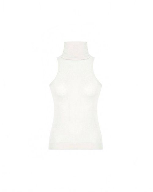 Women's Nomia Sheer Knit Sleeveless Turtleneck Top In Ivory