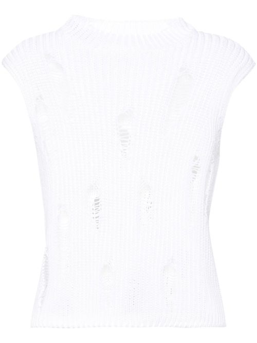 Distressed cotton vest - White