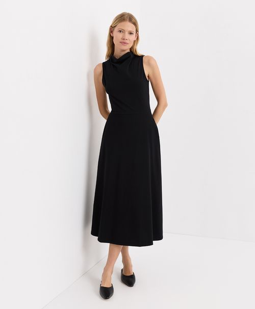 Women's Black Fit & Flare Cowl Neck Dre