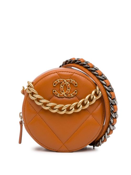 2021 Lambskin 19 Round Clutch with Chain satchel - Brown
