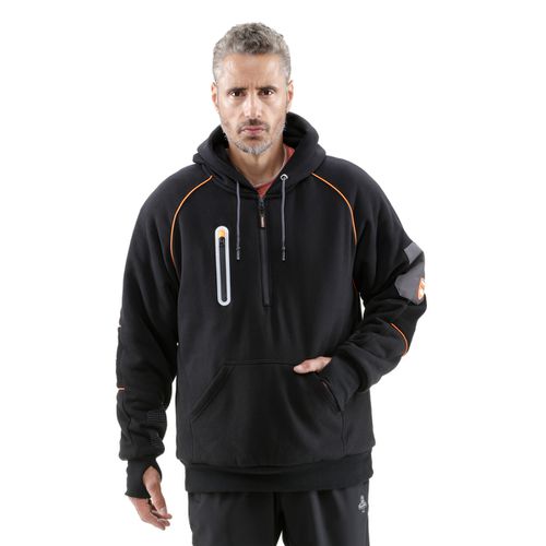 Men's HiVis PolarForce Pullover Sweatshirt - High Visibility Insulated Hoodie with Kangaroo Pocket - Black