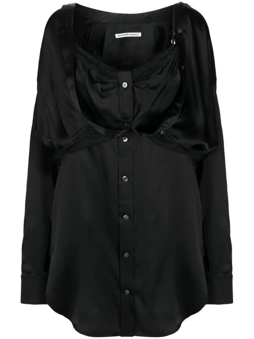 Layered silk minidress - Black