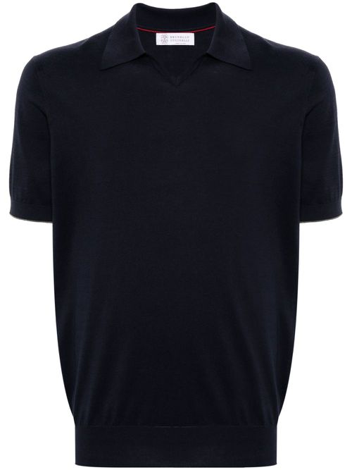Short-sleeve cotton polo shirt - Blue