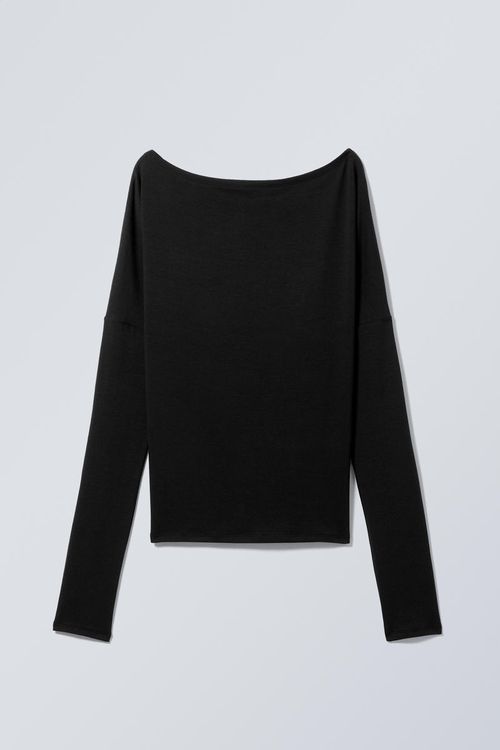 Draped Long-Sleeved Lyocell Top