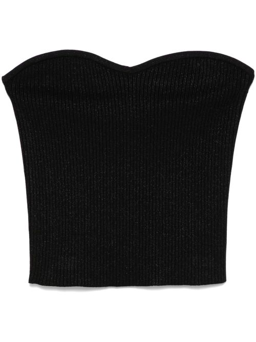Lurex Ribbed Knit Tank Top — Black