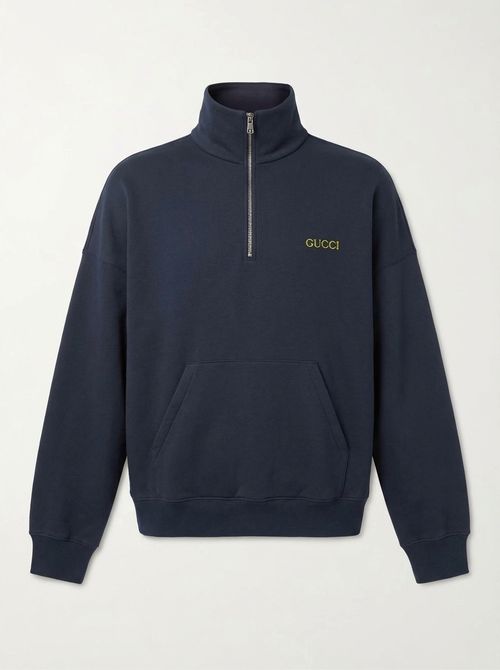 Jersey half-zip jacket with patch