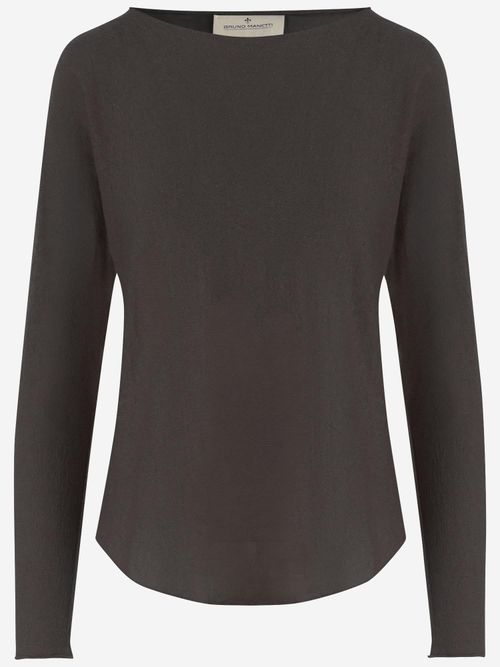 Linen-Cotton Blend Sweater — Brown