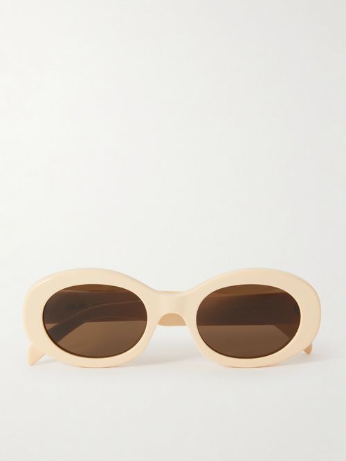 Triomphe Oval-frame Acetate Sunglasses - White