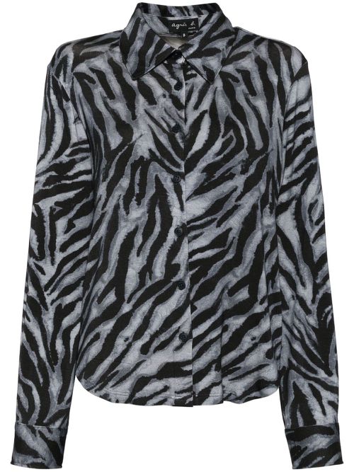 Zebra-printed jersey shirt - Blue