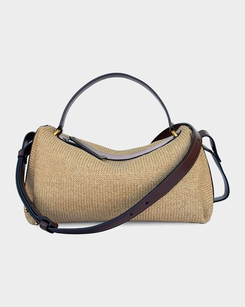 Scorpius Raffia-Leather Crossbody Bag
