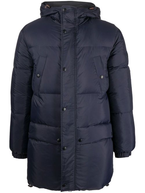 Hooded feather-down padded jacket - Blue