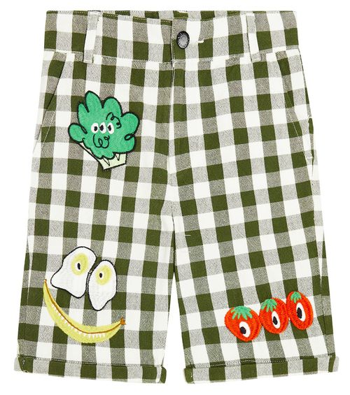 Stella McCartney Kids Appliqué checked cotton shorts