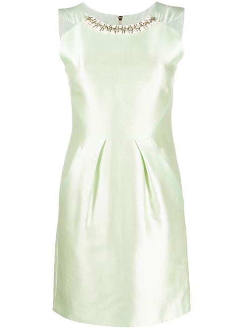 Embellished neckline dress - Green