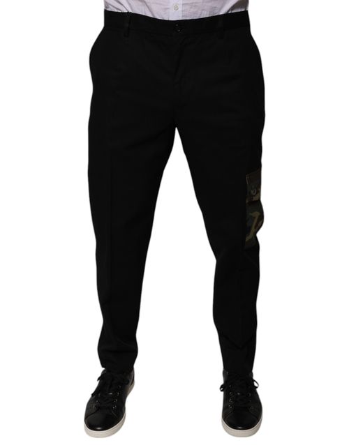 Cotton-blend Cargo Pants — Black