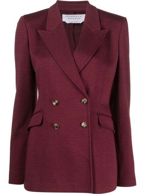 Double-breasted wool-blend blazer - Red