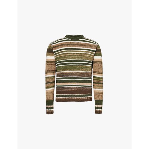 Mens Rigato Stripe-pattern Jacquard Knitted Wool Jumper