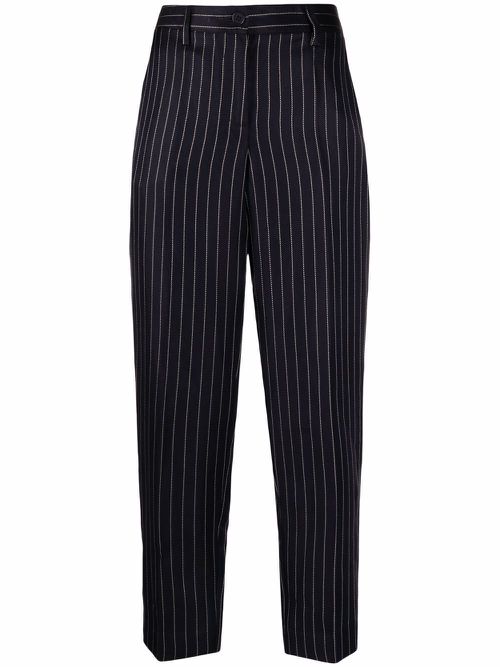 Pinstripe straight-leg trousers - Blue